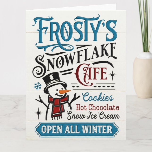 Vintage Frosty's Snöflinga Café Kort (Framsida)