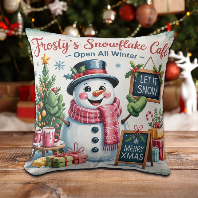 Vintage Frosty's Snöflinga Café Kudde (Skapare uppladdad)