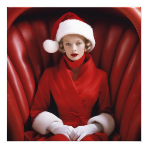 Vintage, fru Claus Fototryck