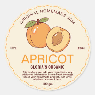 Vintage Fruit Apricot Sylt Homemade Product Runt Klistermärke