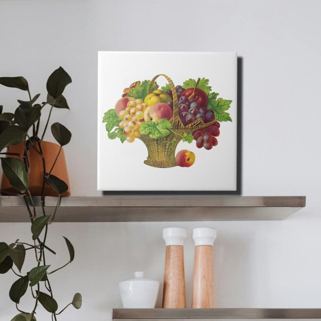 Vintage Fruit Basket Kakelplatta (Skapare uppladdad)