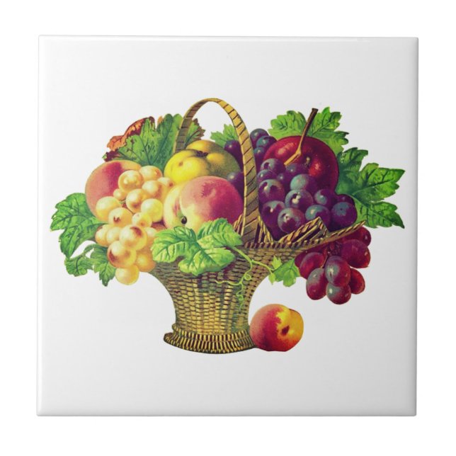 Vintage Fruit Basket nr 2 Kakelplatta (Framsidan)