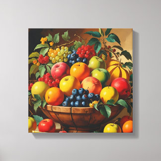"Vintage Fruit Basket Wall Art Canvastryck