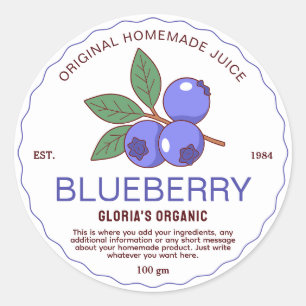 Vintage Fruit Blueberry Juice Homemade Product Runt Klistermärke