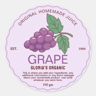 Vintage Fruit Grape Juice Homemade Product Runt Klistermärke