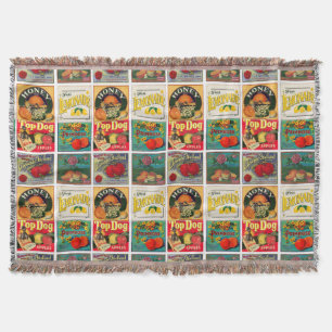 Vintage Fruit Label Mönster Filt