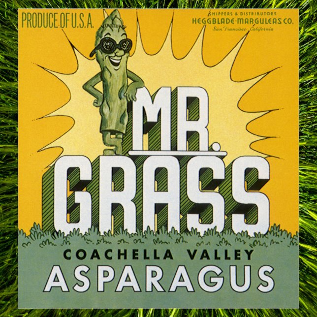 Vintage Fruit Låda-etikett Art Grass Asparagus Poster (Skapare uppladdad)