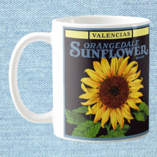 Vintage Fruit Låda-etikett Art Orangedale Solros Kaffemugg