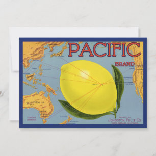 Vintage Fruit Låda-etikett Art Pacific Lemon Citru