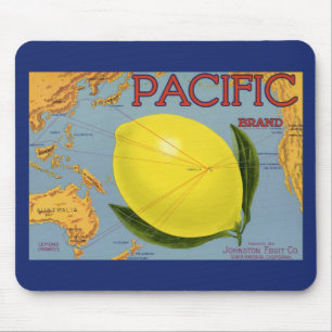 Vintage Fruit Låda-etikett Art Pacific Lemon Citru Musmatta