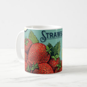 Vintage Fruit Låda-etikett Art Patriot Strawbär Kaffemugg