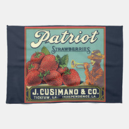 Vintage Fruit Låda-etikett Art Patriot Strawbär Kökshandduk