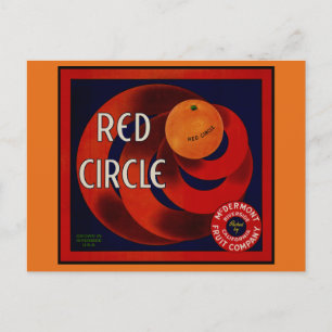 Vintage Fruit Låda etikett Art Red Circle Orangar Vykort