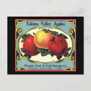 Vintage Fruit Låda-etikett Art Yakima Valley Apple Vykort