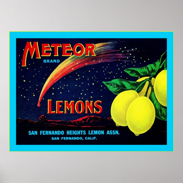 Vintage Fruit Låda-etikett Poster (Framsidan)