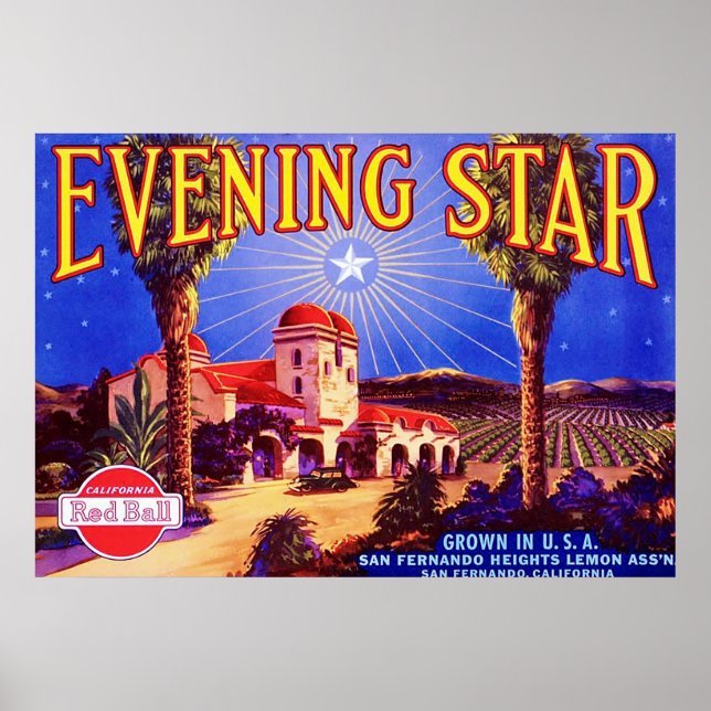 Vintage Fruit Låda-etikett Poster (Framsidan)