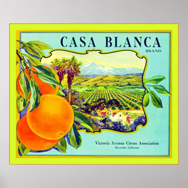 Vintage Fruit Låda-etikett Poster (Framsidan)