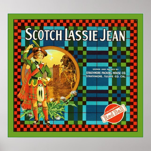 Vintage Fruit Låda-etikett Poster (Framsidan)