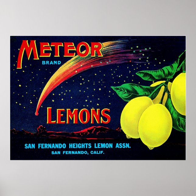 Vintage Fruit Låda-etikett Poster (Framsidan)