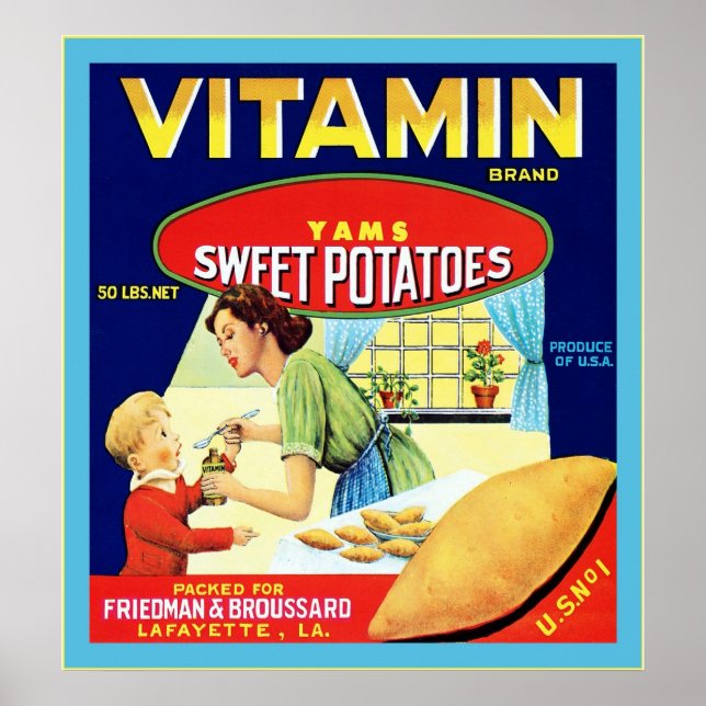 Vintage Fruit Låda-etikett Poster (Framsidan)