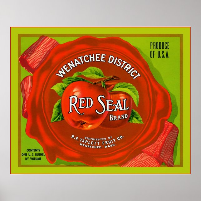 Vintage Fruit Låda-etikett Poster (Framsidan)
