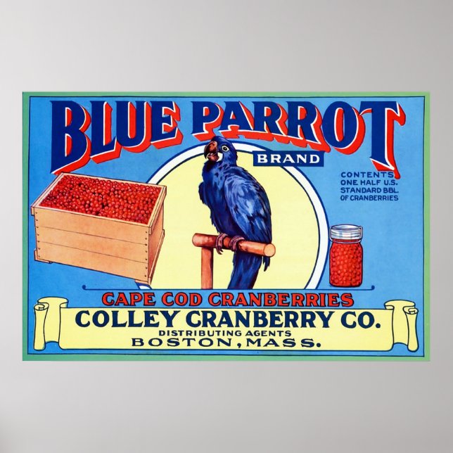 Vintage Fruit Låda-etikett Poster (Framsidan)