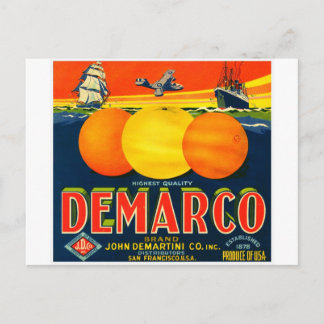 Vintage Fruit Låda-etikett Vykort