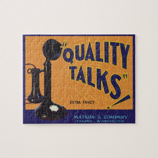 Vintage Fruit Låda-etikettkonst, gammalmodig Mobil Pussel (Horisontell)