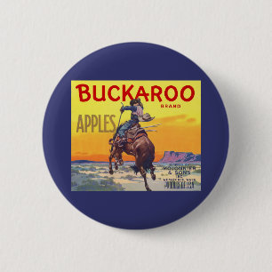 Vintage Fruit Låda Label Art, Buckaroo Apples Knapp