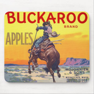 Vintage Fruit Låda Label Art, Buckaroo Apples Musmatta