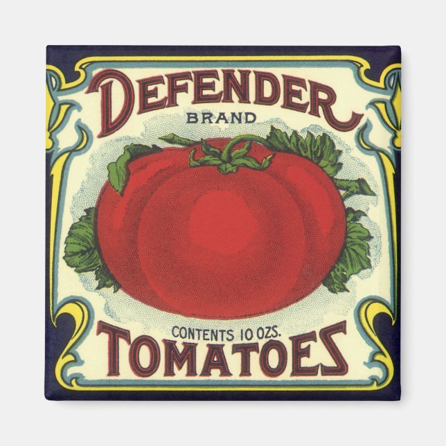 Vintage Fruit Låda Label Art., Defender Tomater Magnet (Framsidan)