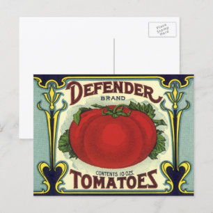 Vintage Fruit Låda Label Art., Defender Tomater Vykort