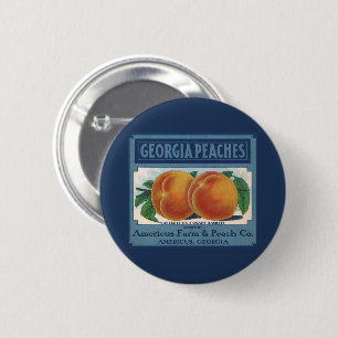 Vintage Fruit Låda Label Art, Georgia Peacher Knapp