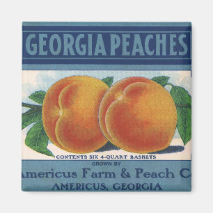 Vintage Fruit Låda Label Art, Georgia Peacher Magnet