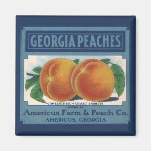 Vintage Fruit Låda Label Art, Georgia Peacher Magnet