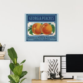 Vintage Fruit Låda Label Art, Georgia Peacher Poster