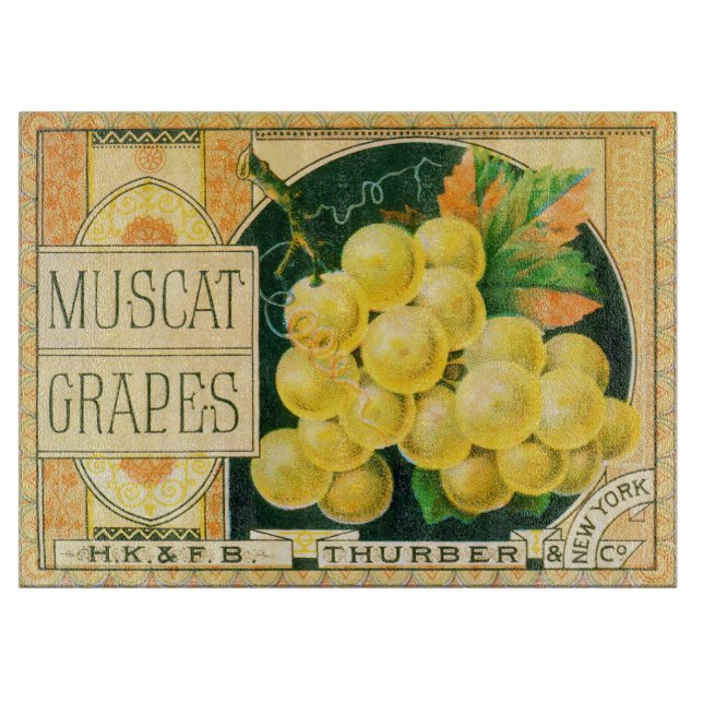 Vintage Fruit Låda Label Art, Muscat Graps (Framsidan)