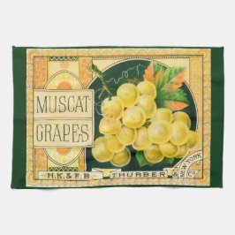 Vintage Fruit Låda Label Art, Muscat Graps Kökshandduk