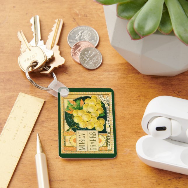 Vintage Fruit Låda Label Art, Muscat Graps Nyckelring (Skrivbord)