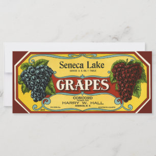 Vintage Fruit Låda Label Art, Seneca Sjö Graps