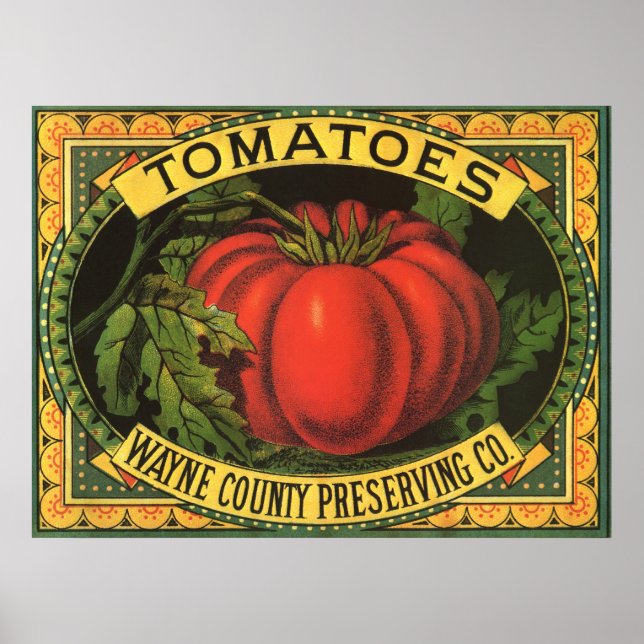 Vintage Fruit Låda Label Art. Wayne Co Tomates Poster (Framsidan)