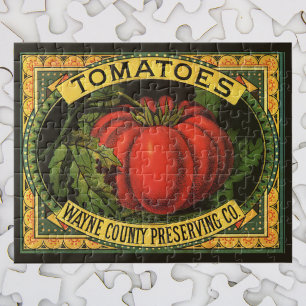 Vintage Fruit Låda Label Art. Wayne Co Tomates Pussel