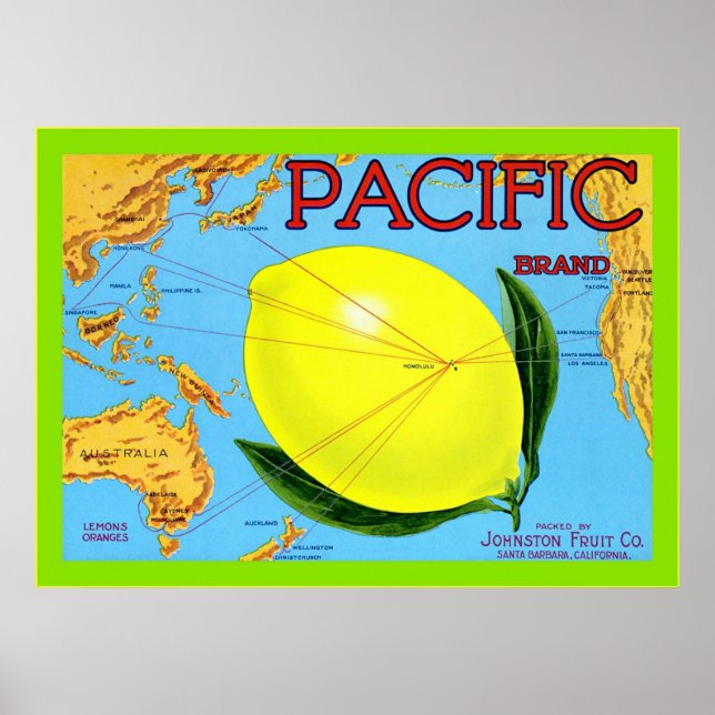 Vintage Fruit Låda Lable Poster (Framsidan)