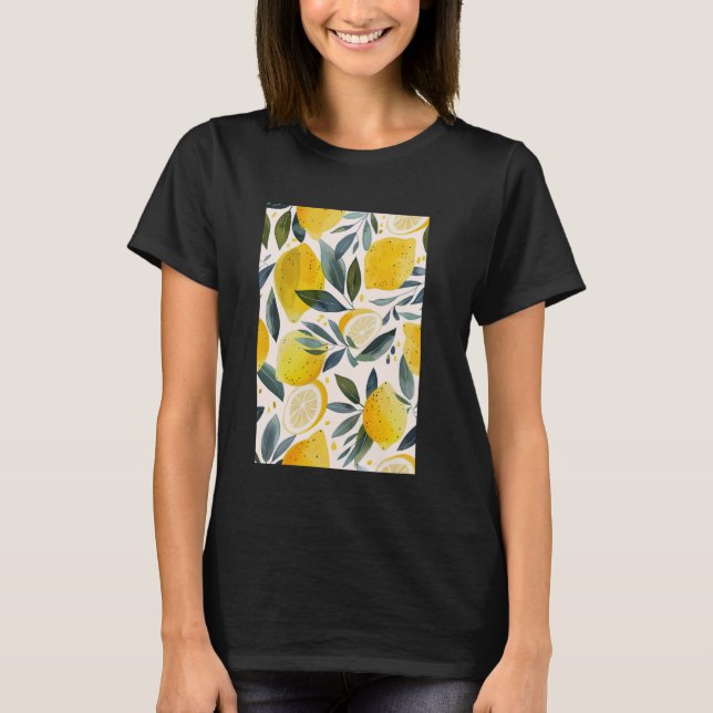 Vintage Fruit Mönster Art Lemon 2 T Shirt (Framsida)