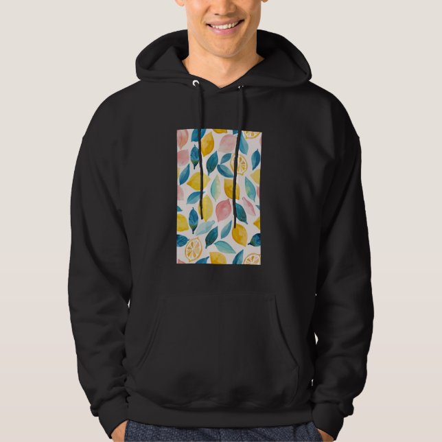 Vintage Fruit Mönster Art Lemon Hoodie (Framsida)