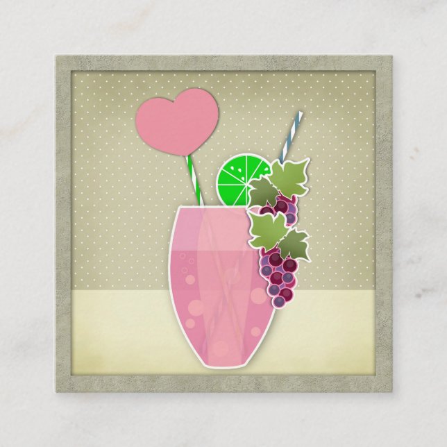 Vintage, frukt fyrkantigt visitkort (Framsida)