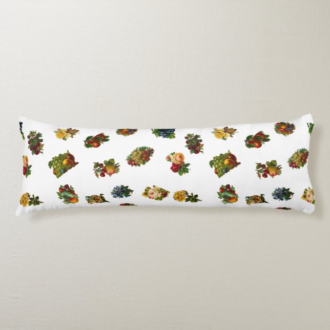 Vintage Frukt och blommor Kroppskudde (Framsidan)