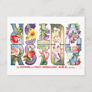 Vintage Frukt- och Blomstabuljetter R-V Vykort