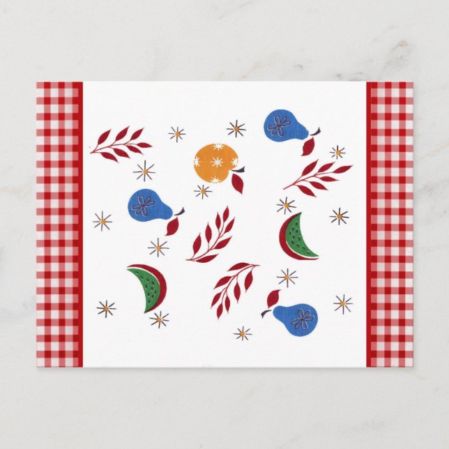 Vintage Frukt Recept Card Vykort (Framsida)