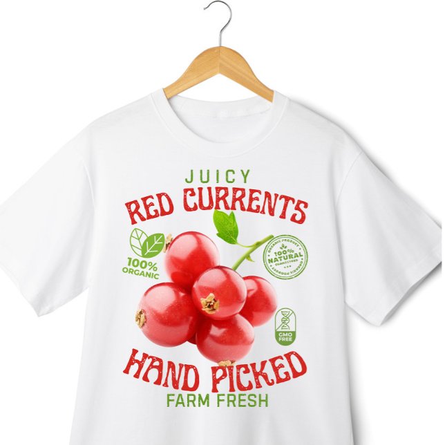 Vintage fruktetikett röda vinbär  t shirt (Skapare uppladdad)